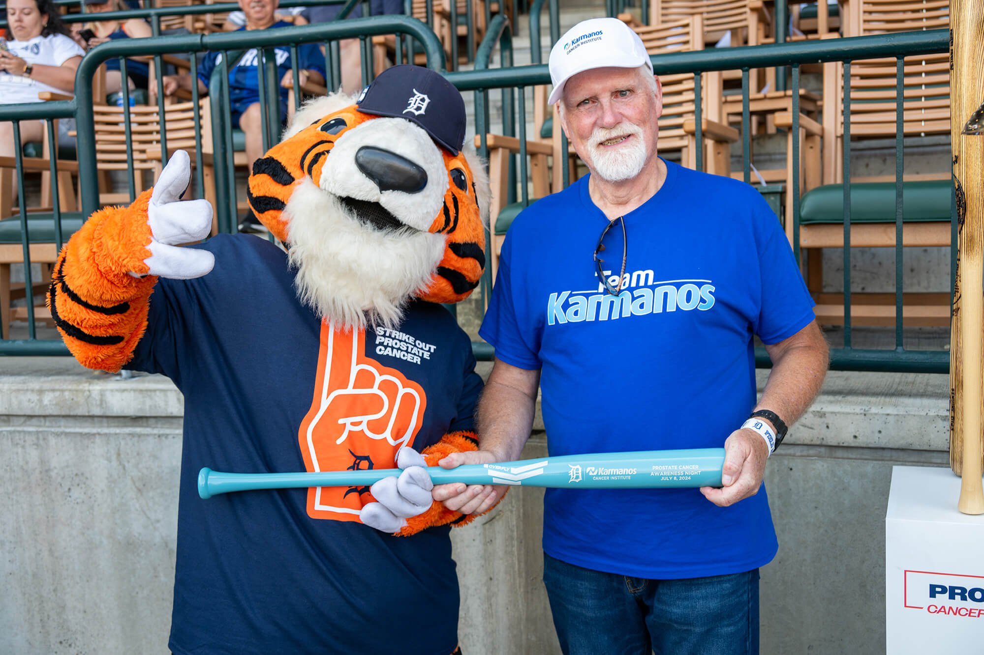 Dwight Hergert was recognized at the Prostate Cancer Awareness Night Game with the Detroit Tigers.